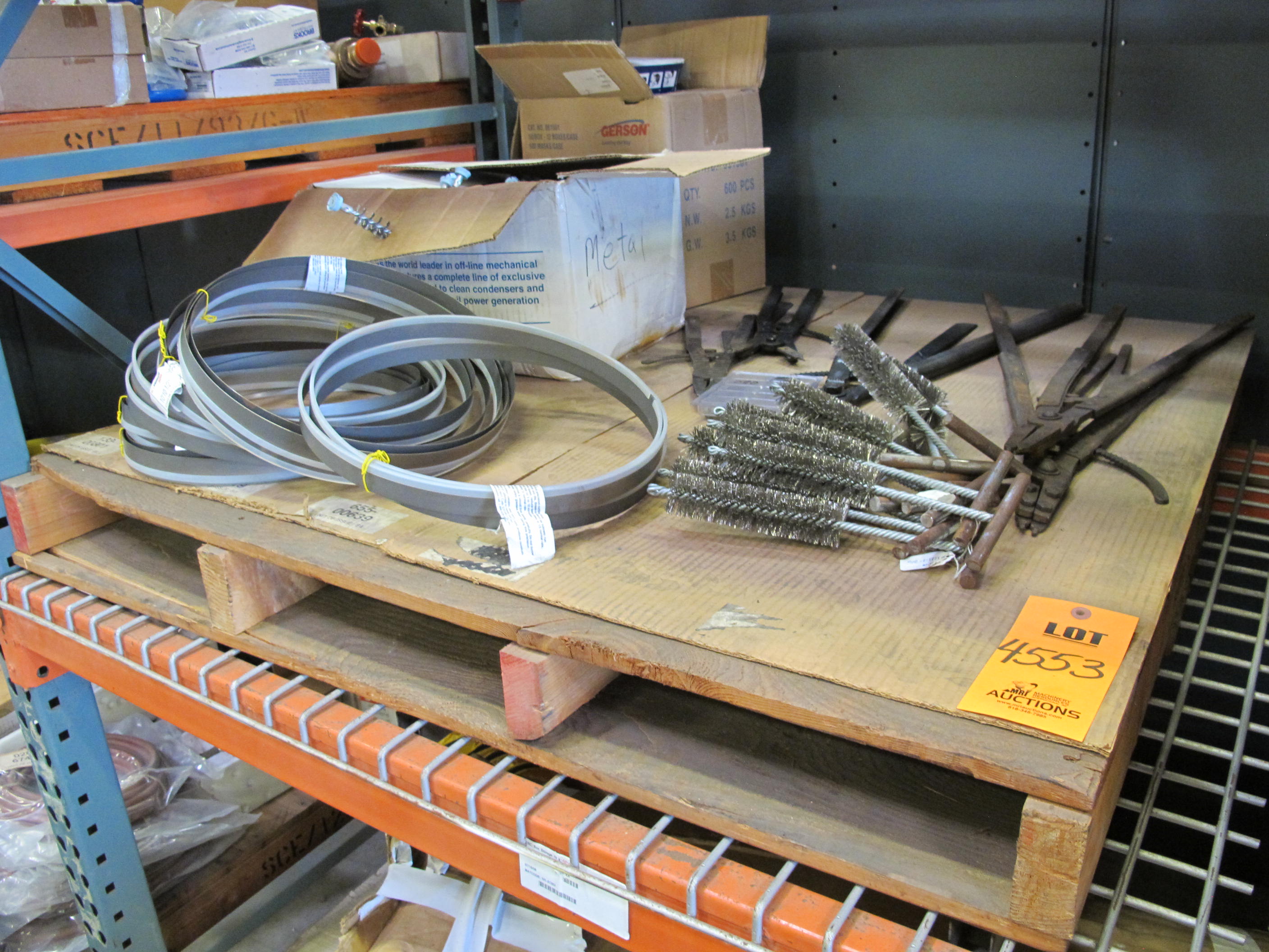 LOT TO INCLUDE: (1 BOX+ 10) STEEL BRUSHES, (4) WALDES TRUARC PLIERS, (6) MILFORD SANFLEX DRAGON SAW BLADES, (1 BOX) DUST MASKS. LOADING & HANDLING FEE $15-4553